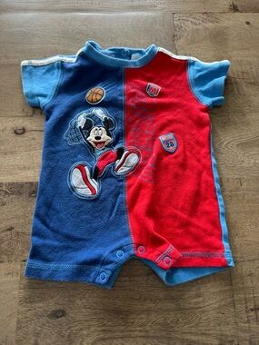 Disney Mickey Mouse Blue Red Baby One-Piece romper size 3 months